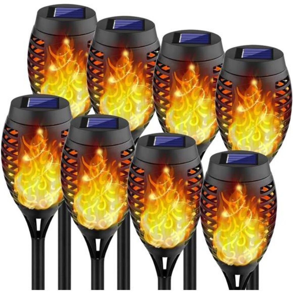 8-Pack Solar Torch Light with‎ Flickering Flame Waterproof Outdoor Solar Lights